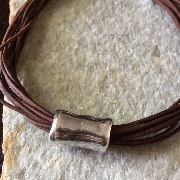 Silpada Multi Strand Leather Necklace Sterling Silver Clasp Boho Chic - Picture 2 of 8